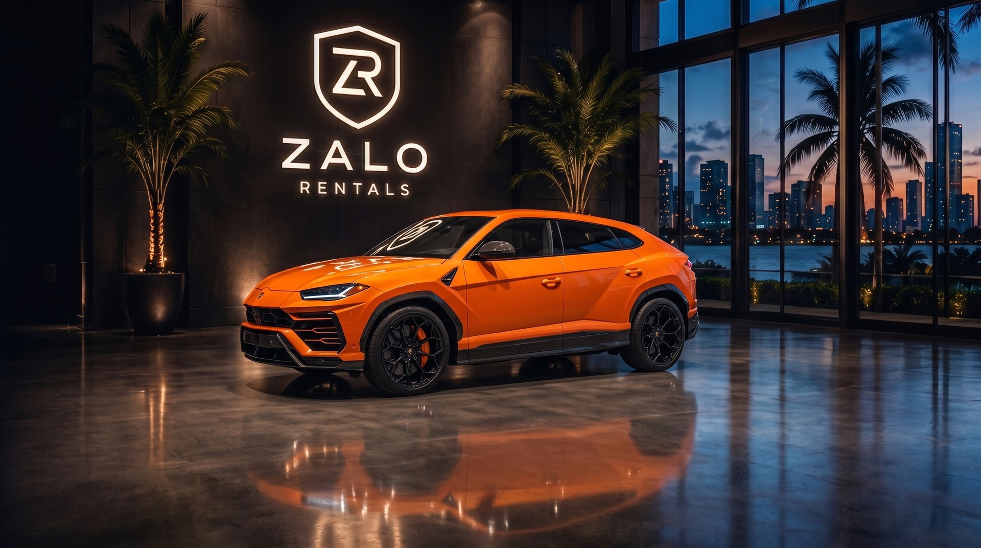 Orange Lamborghini Urus Performante rental Miami