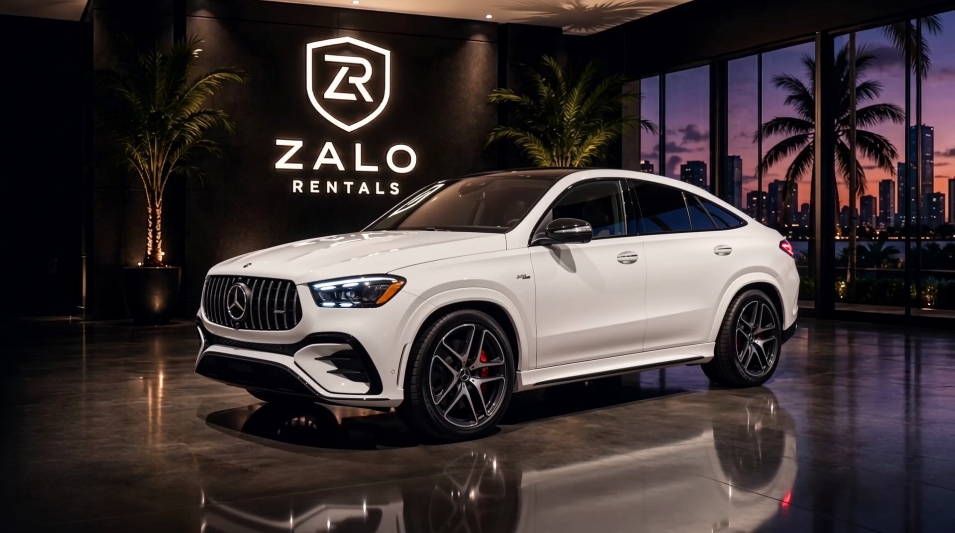 White/Red Mercedes-Benz GLE 63 AMG rental Miami
