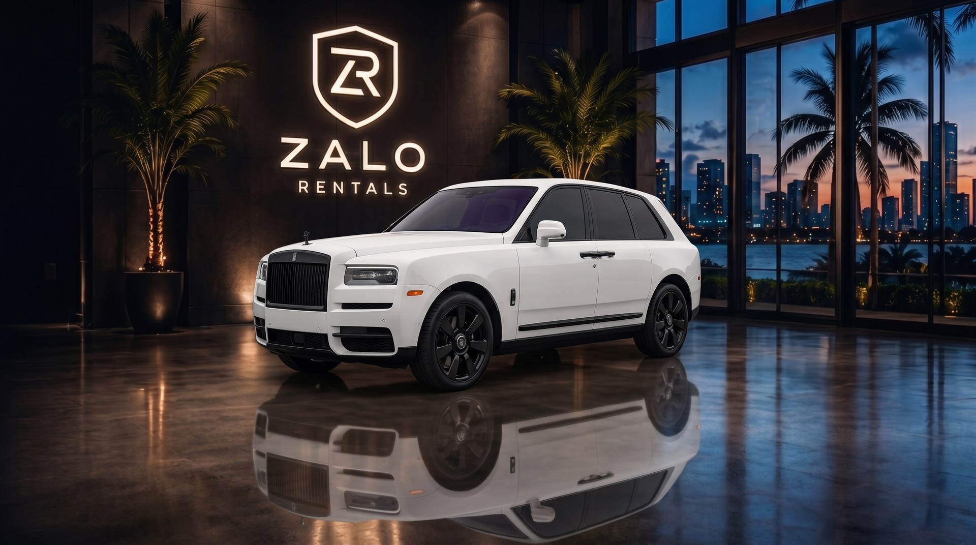 White Rolls-Royce Cullinan rental Miami